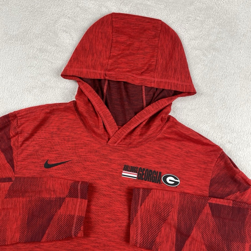 Nike Dri-Fit Hoodie Mens Large Red Georgia Bulldogs UGA College Lightweight